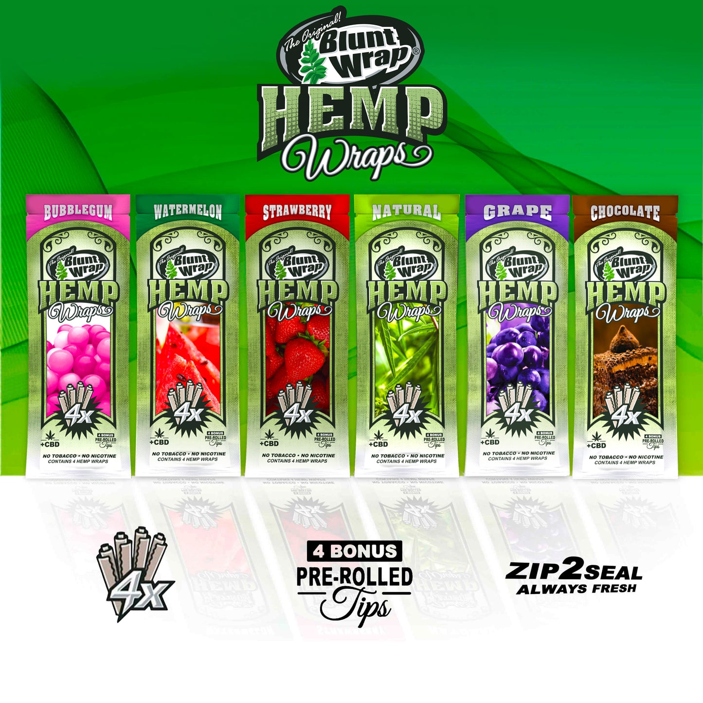 The Original Blunt Wrap Double Platinum Hemp Wraps Assorted Flavors